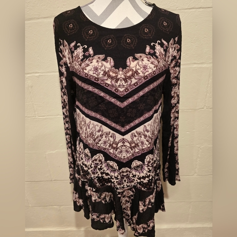 Free People Smooth Talker Tunic Dress Boho Open Back Pockets Women’s Large.